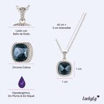 Collar luckyly baño oro 14k acabado brillante dije de zirconia cleo azul
