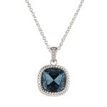 Collar luckyly baño oro 14k acabado brillante dije de zirconia cleo azul