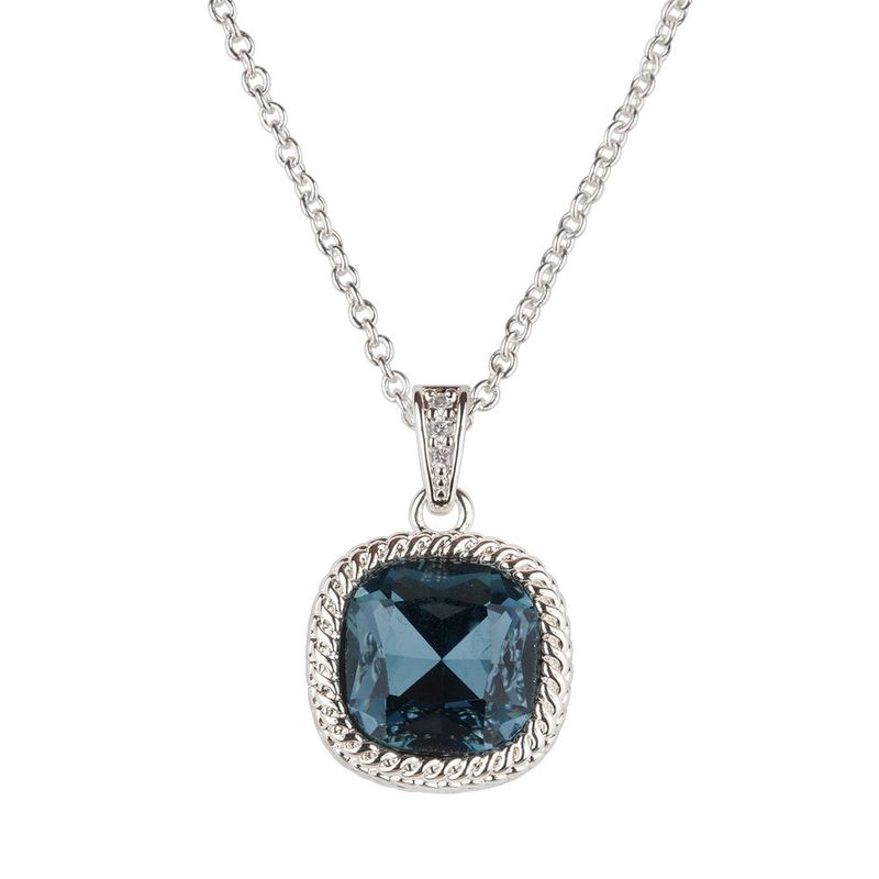 Collar luckyly baño oro 14k acabado brillante dije de zirconia cleo azul