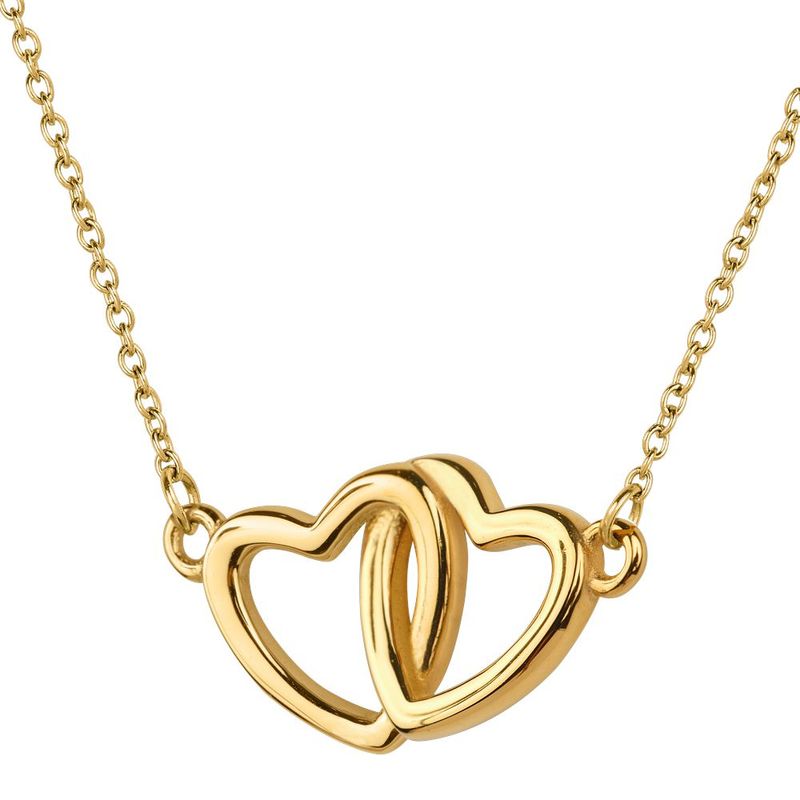 Set de joyería luckyly baño oro baño oro o rosa 14k corazón doble elsie dorado