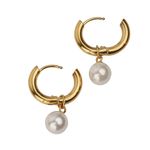 Aretes luckyly acero inoxidable con baño de oro 14k y perlas connie