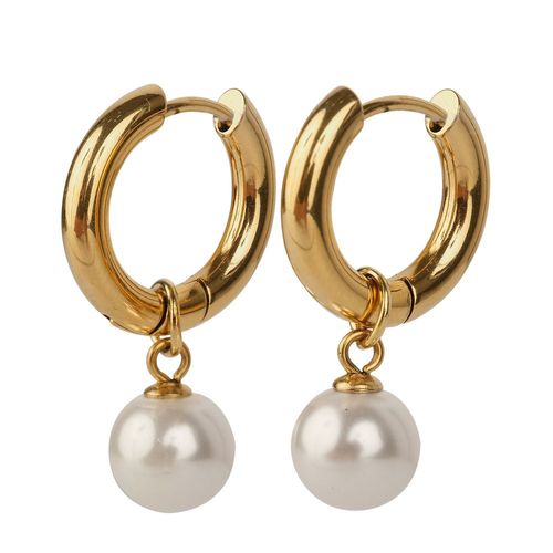 Aretes luckyly acero inoxidable con baño de oro 14k y perlas connie