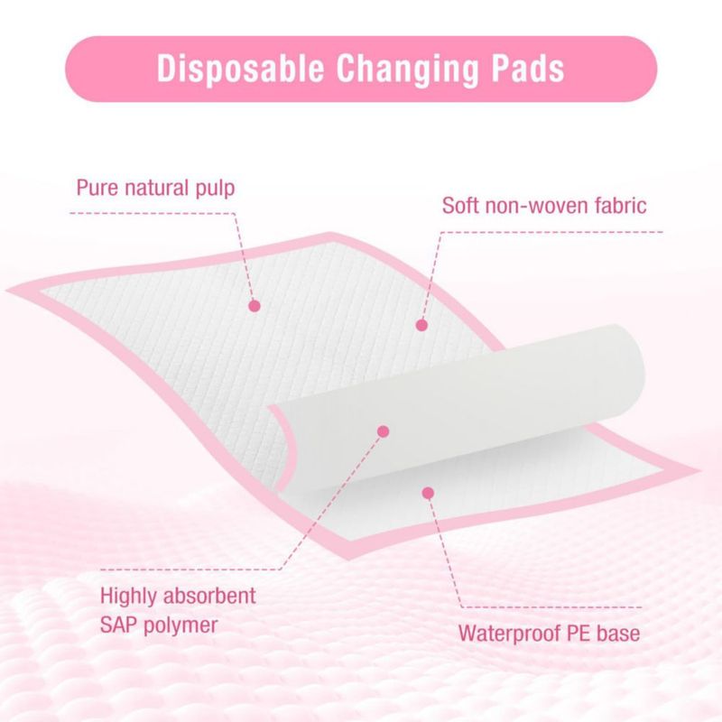 Almohadillas cambiadoras Cabaubl 100 unidades (33 × 46 cm) rosa