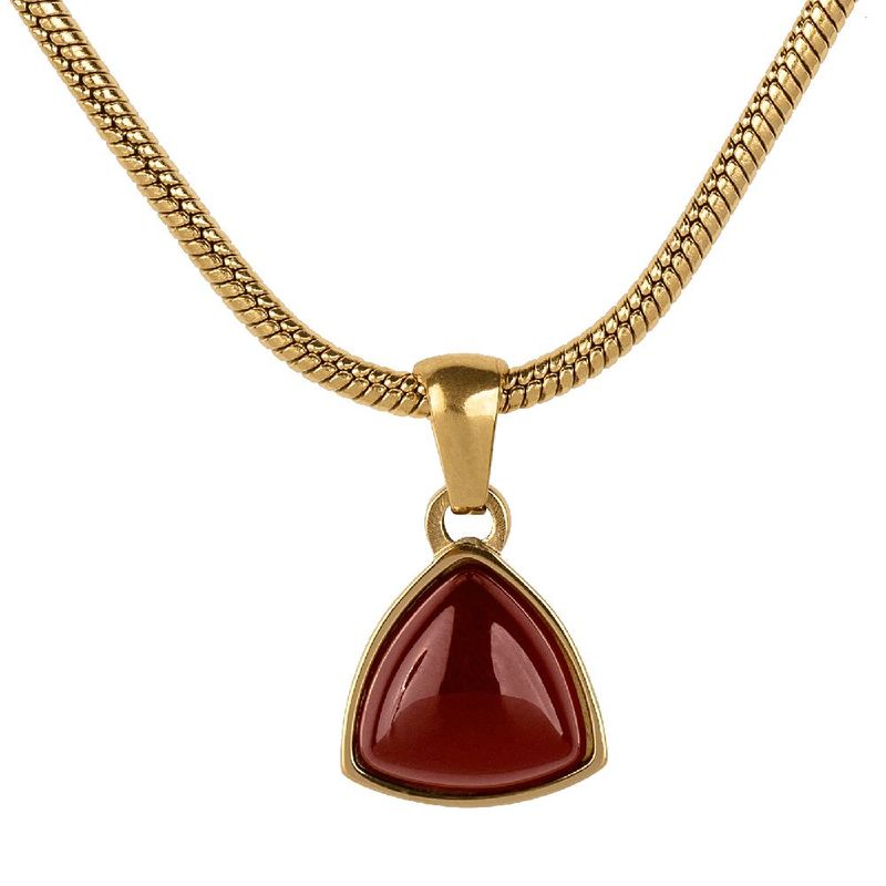 Collar luckyly acero inoxidable baño oro 18k con piedra natural de nacimiento sofi rojo