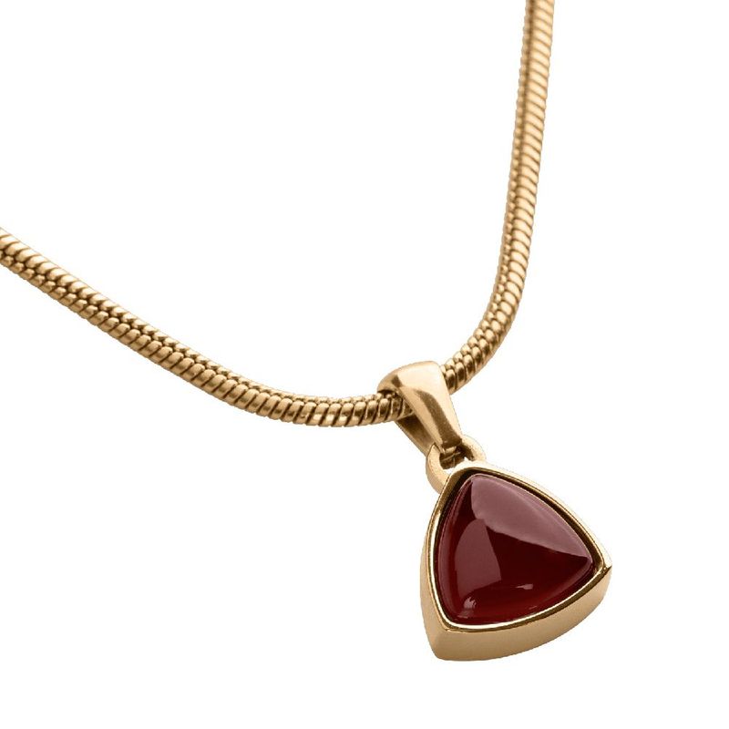 Collar luckyly acero inoxidable baño oro 18k con piedra natural de nacimiento sofi rojo