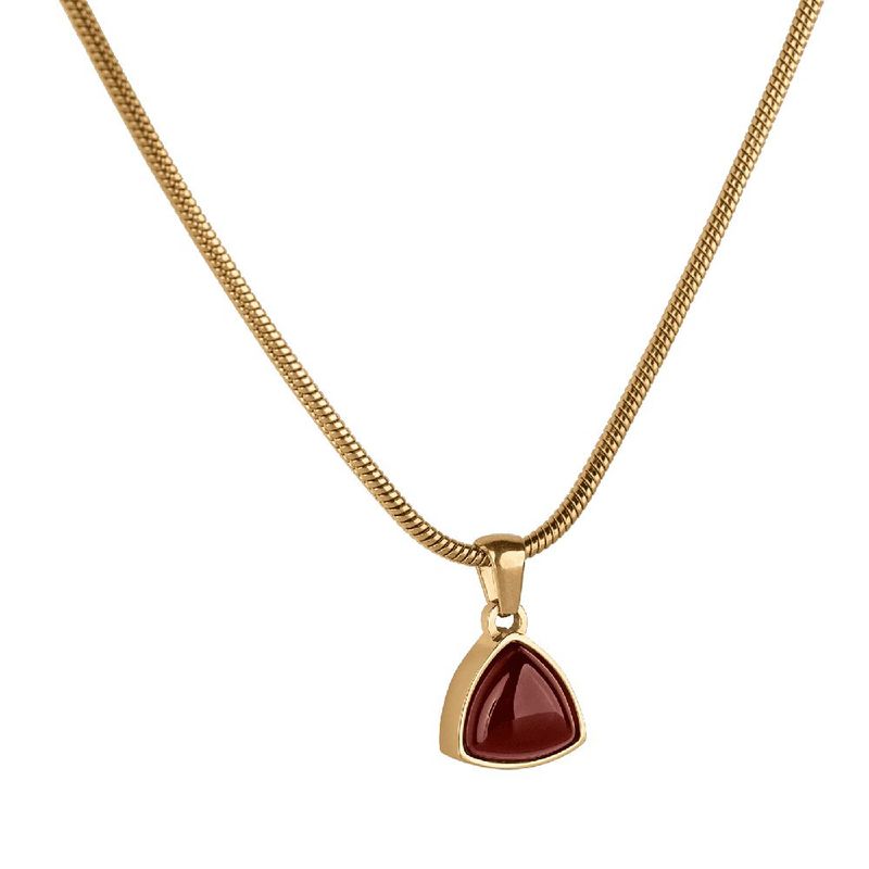Collar luckyly acero inoxidable baño oro 18k con piedra natural de nacimiento sofi rojo