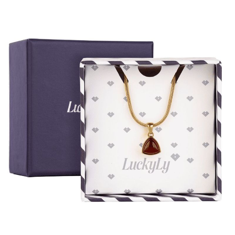 Collar luckyly acero inoxidable baño oro 18k con piedra natural de nacimiento sofi rojo