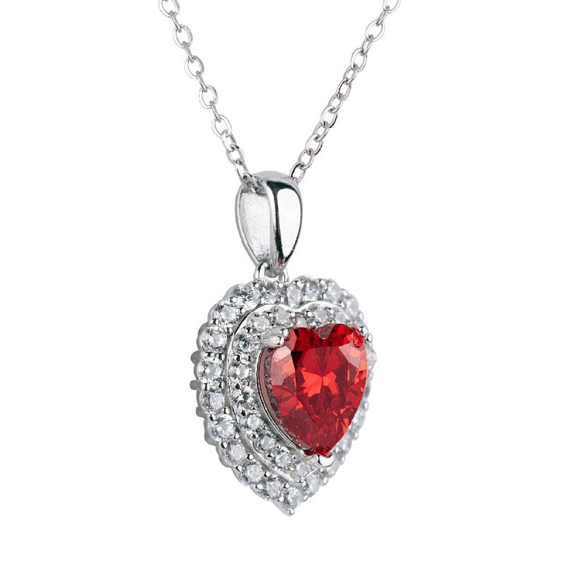 Set de joyería luckyly plata .925 con zirconia cúbica collar y aretes de corazón zaria rojo