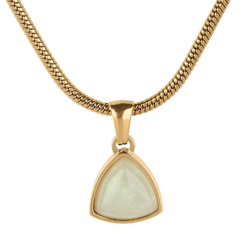 Collar luckyly acero inoxidable baño oro 18k con piedra natural de nacimiento sofi verde claro