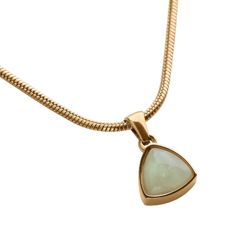 Collar luckyly acero inoxidable baño oro 18k con piedra natural de nacimiento sofi verde claro