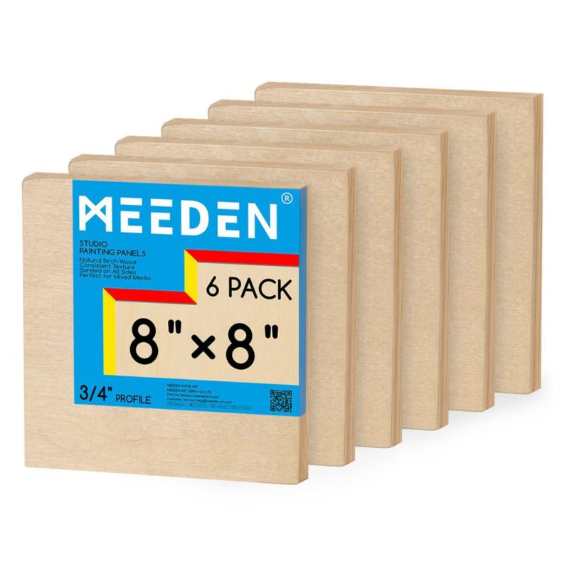 Tablero de lienzo de madera sin terminar MEEDEN 20 × 20 cm pack de 6