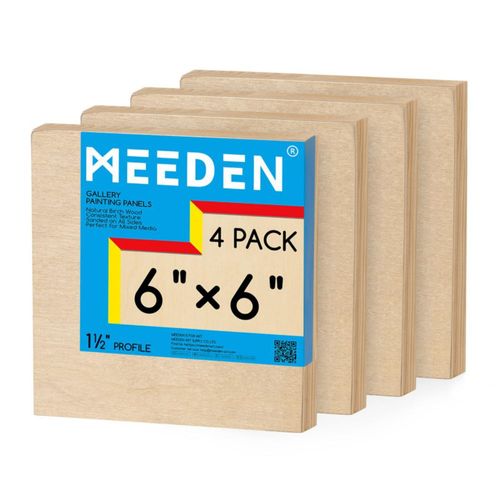 Tablero de lienzo MEEDEN 15 cm paquete de 4 madera sin tratar