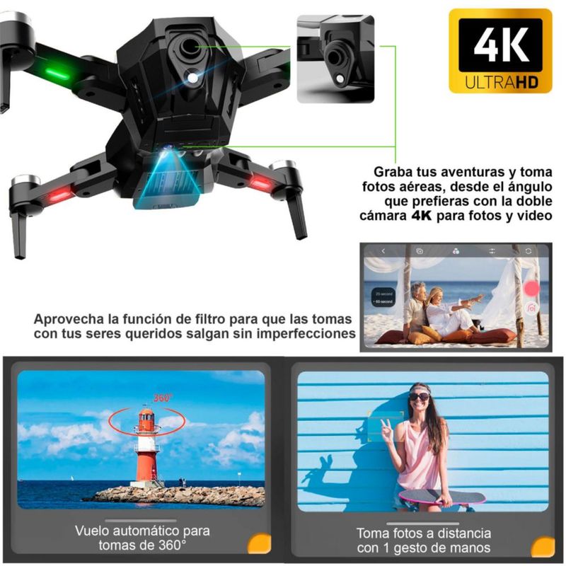 Drone VAK Q5 para batallas doble camara 4k wifi Naranja