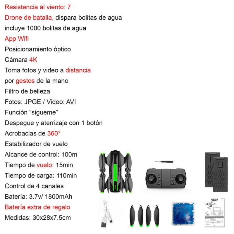 Drone VAK Q5 para batallas doble camara 4k wifi Naranja