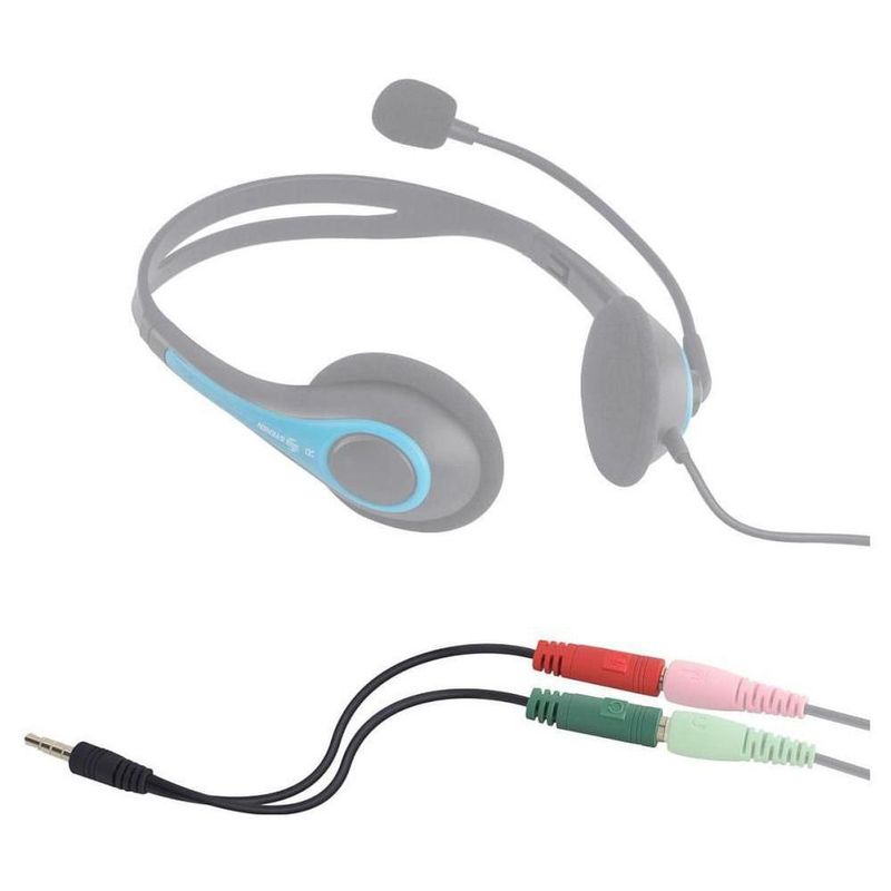 Cable 2 Jack 3.5mm Estéreo A Plug 3.5mm Trrs Diadema Steren