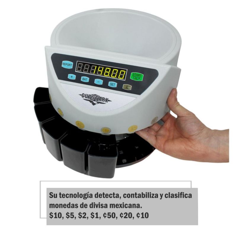 Contadora De Monedas Inteligente Gutstark Clasificadora 270 Monedas Min 8 Compartimentos Conteo Automatico