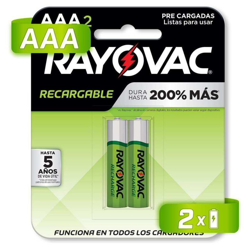 Pilas Baterías Rayovac Recargables 2 Piezas AAA 600 mAh