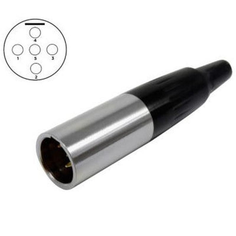 Plug mini xlr 5 puntas con seguro para extensiones largo: 51 mm