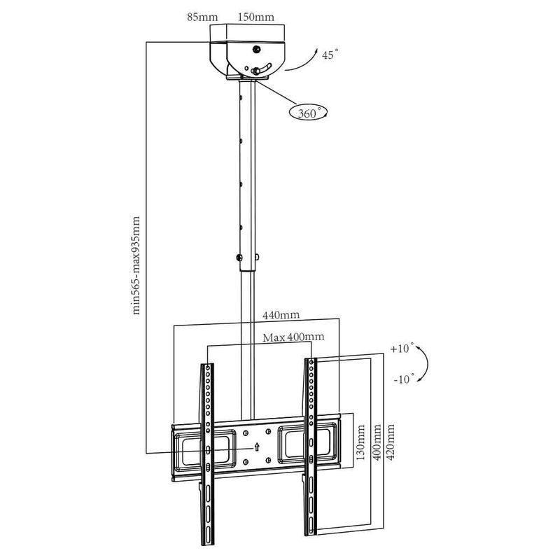 Soporte de techo para TV Plasma, LCD y LED. TAIKA TK-CM2655 26-55