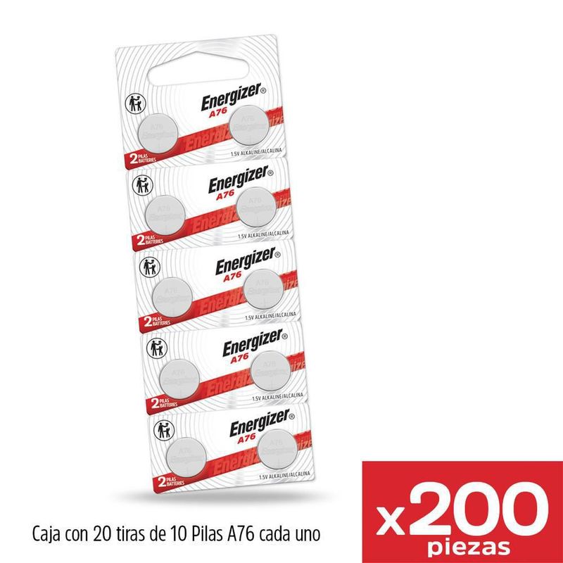Pila energizer a76 alcalina tira 200 unidades lr44 ag13