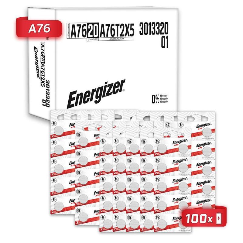 Pila energizer a76 alcalina tira 200 unidades lr44 ag13
