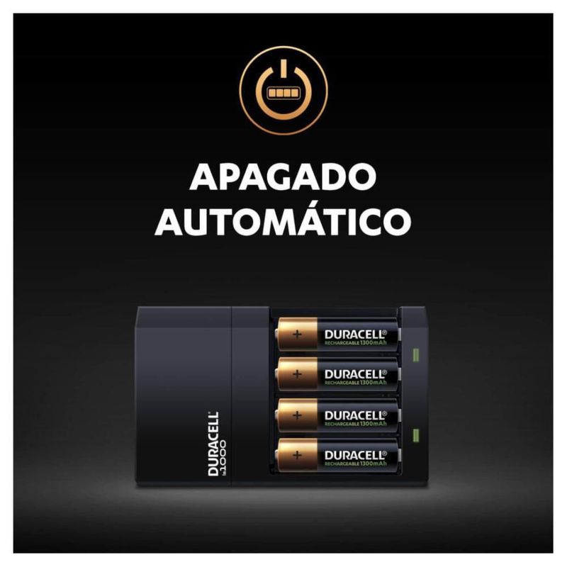 Cargador Duracell Con 4 Pilas Recargables AA de 2,500 mAh