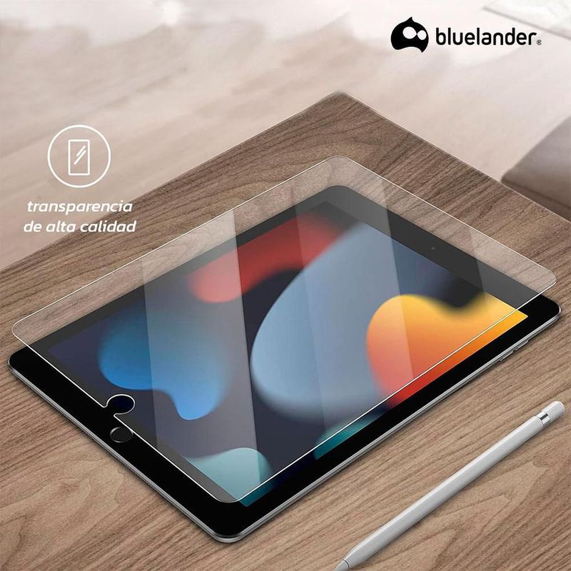 Bluelander 2 Micas Cristal Vidrio Templado para iPad 9, 8 y 7, 10.2" Pulgadas 2021, 2020, 2019, Dureza 9H, Protector de Pantalla Compatible con iPad