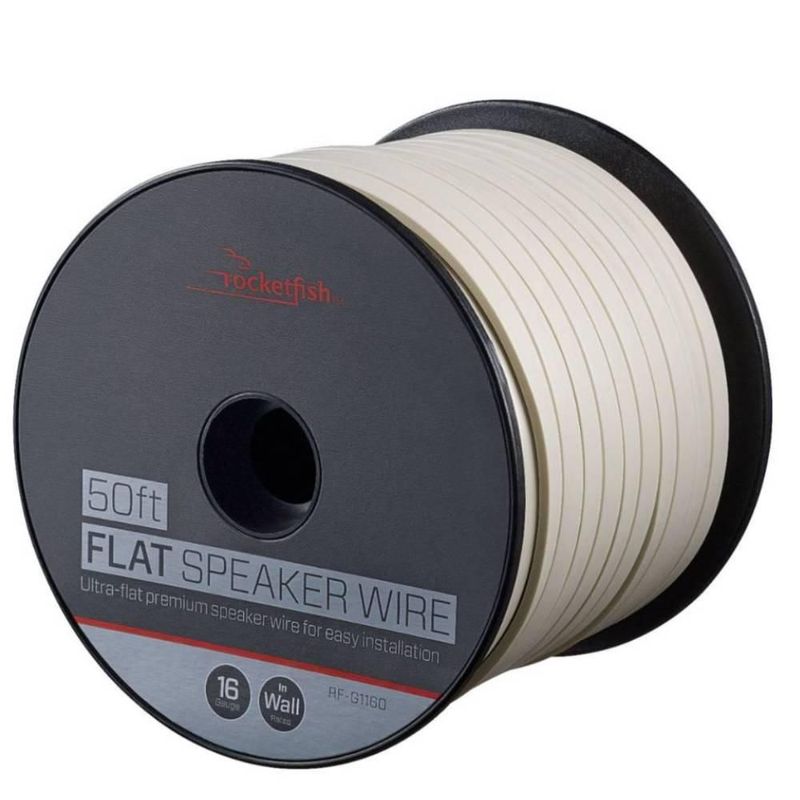 Cable de altavoz ultraplano en carrete Rocketfish 15 metros blanco