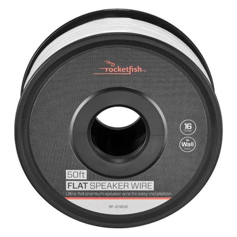 Cable de altavoz ultraplano en carrete Rocketfish 15 metros blanco