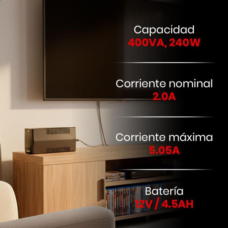 ENERGIZER No Break UPS 6 Contactos 400VA 240W