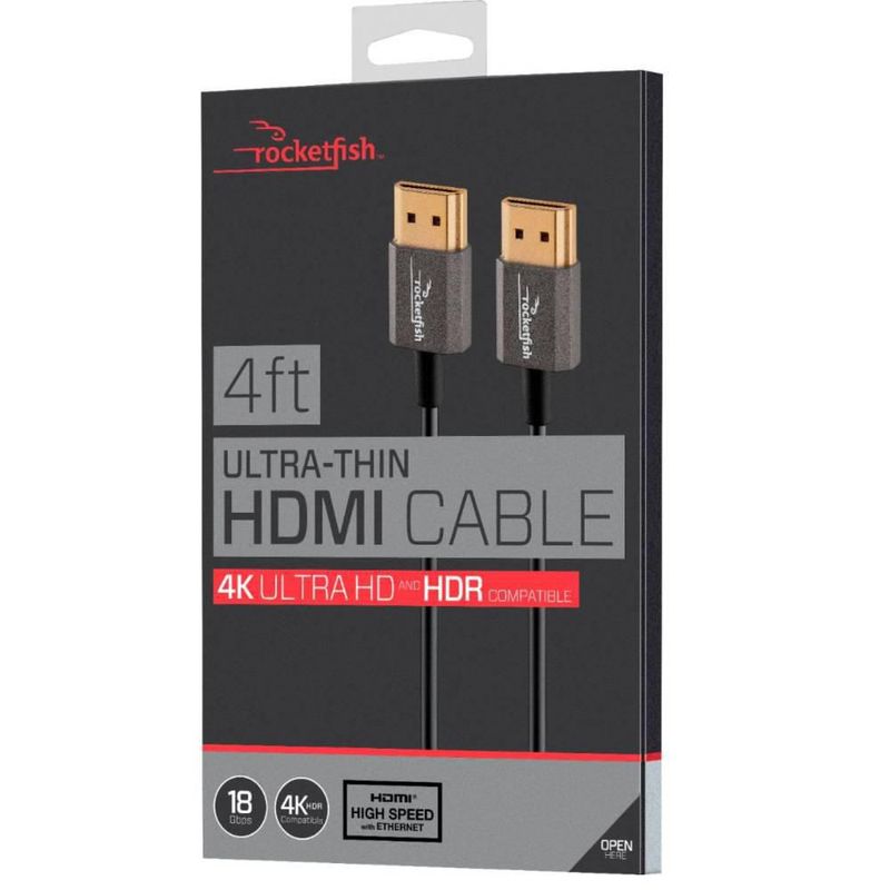 Cable HDMI Ultra HD 4K Rocketfish Ultrafino de 1.2 m color negro