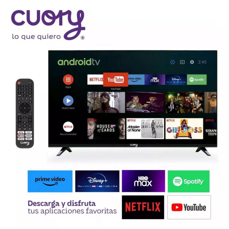 Smart TV pantalla 32 pulgadas Cuory Android TV DLED HD Bluetooth Dolby Audio
