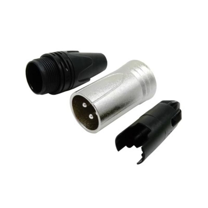 Plug (macho) tipo xlr 3 puntas color plata/negro