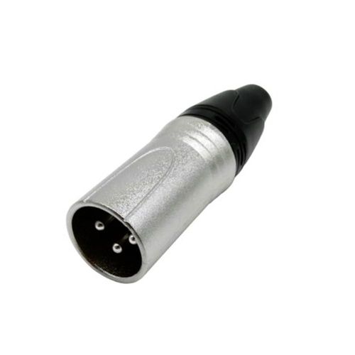 Plug (macho) tipo xlr 3 puntas color plata/negro