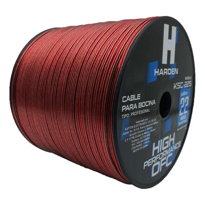 Cable para bocina uso rudo polarizado calibre 22 500 mts