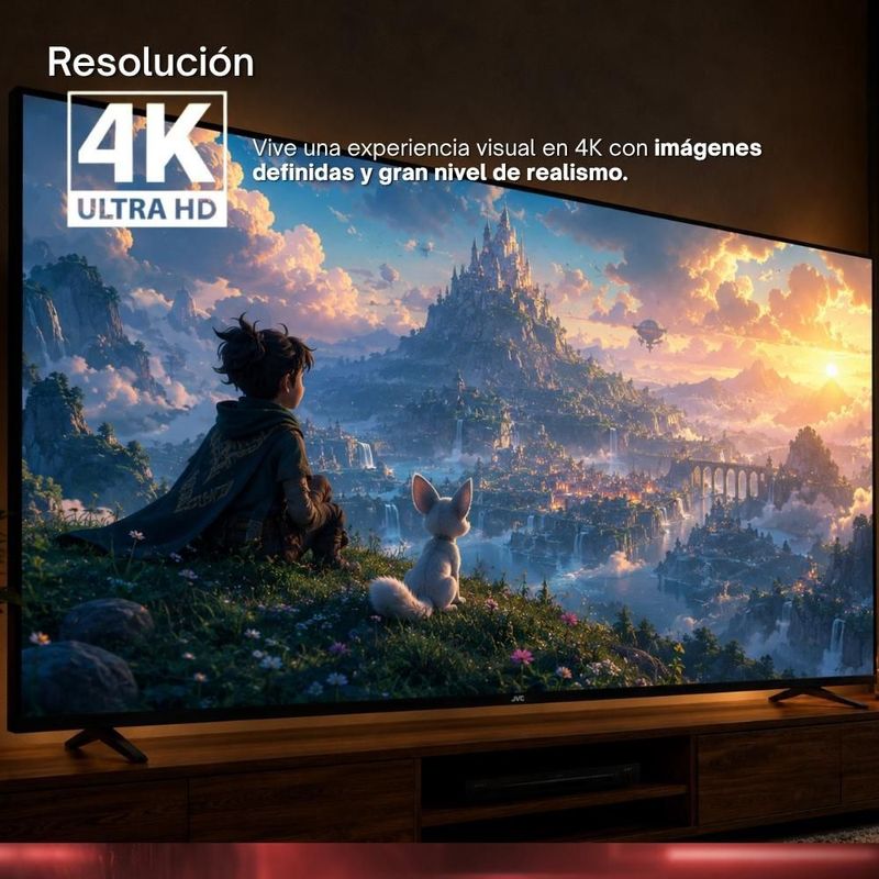 JVC Pantalla Televisión Smart TV 55 Pulgadas LED 4K UHD Roku Frameless Dolby Audio 3 HDMI 2 USB 1 AV SI55URF