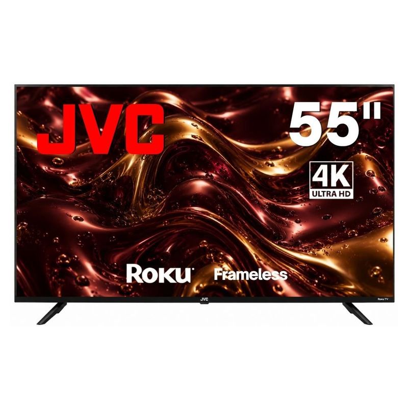 JVC Pantalla Televisión Smart TV 55 Pulgadas LED 4K UHD Roku Frameless Dolby Audio 3 HDMI 2 USB 1 AV SI55URF