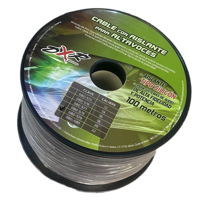 Rollo de cable 100 metros con aislante tipo silicon calibre 20