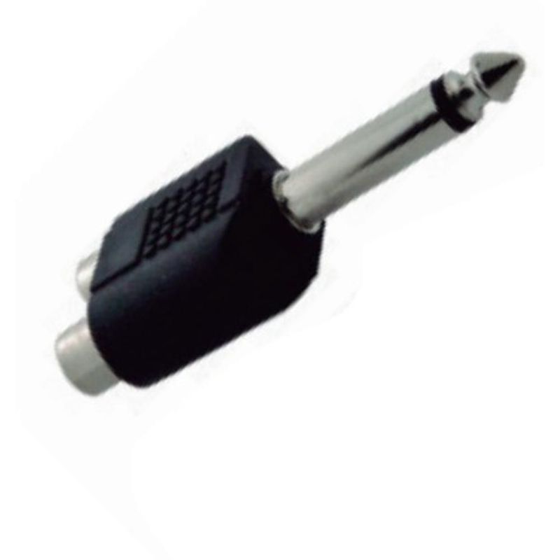Adaptador de 2 conectores rca hembra a 1 conector ts macho de 6.3 mm