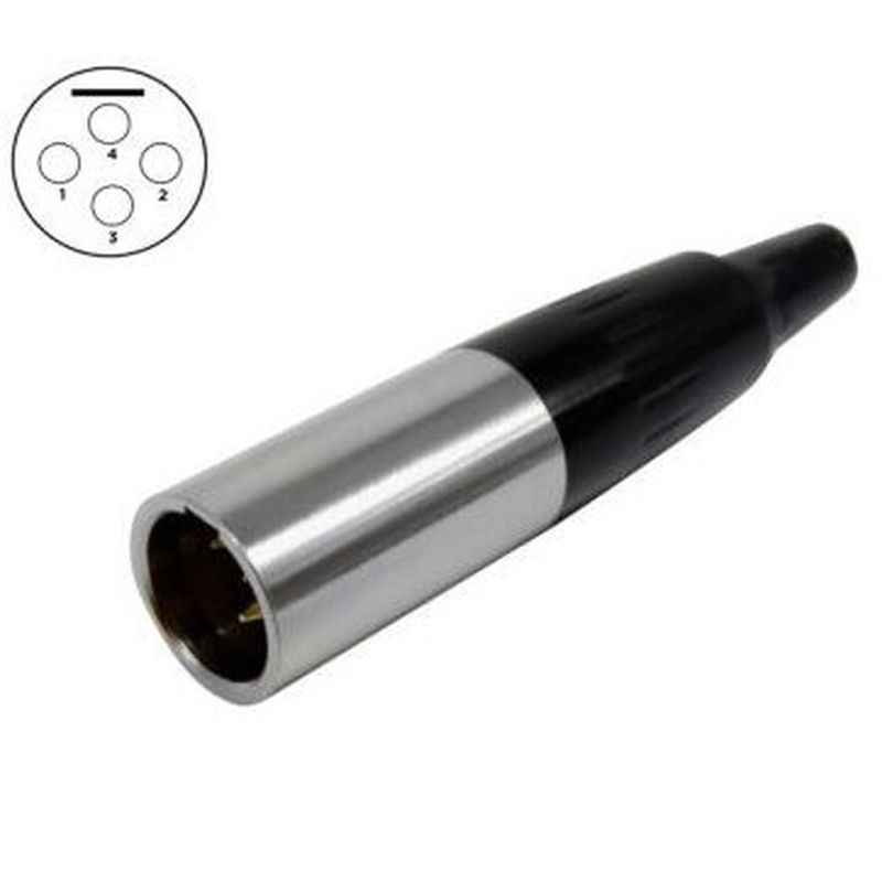 Plug mini xlr 4 puntas con seguro para extensiones largo: 51 mm