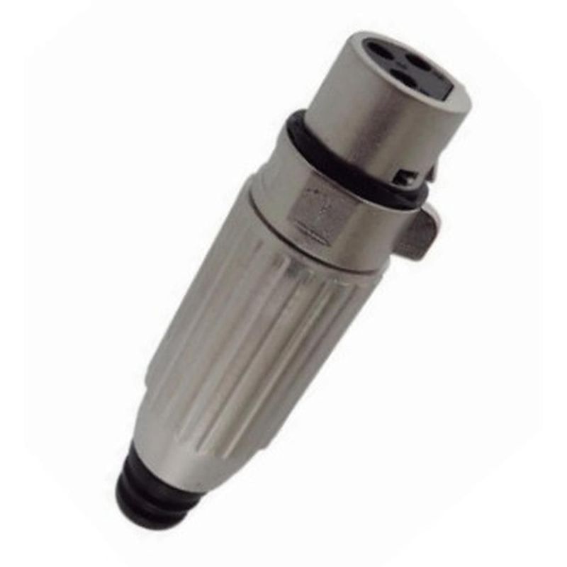 Conector xlr hembra de 3 pines metálico con aislante y seguro