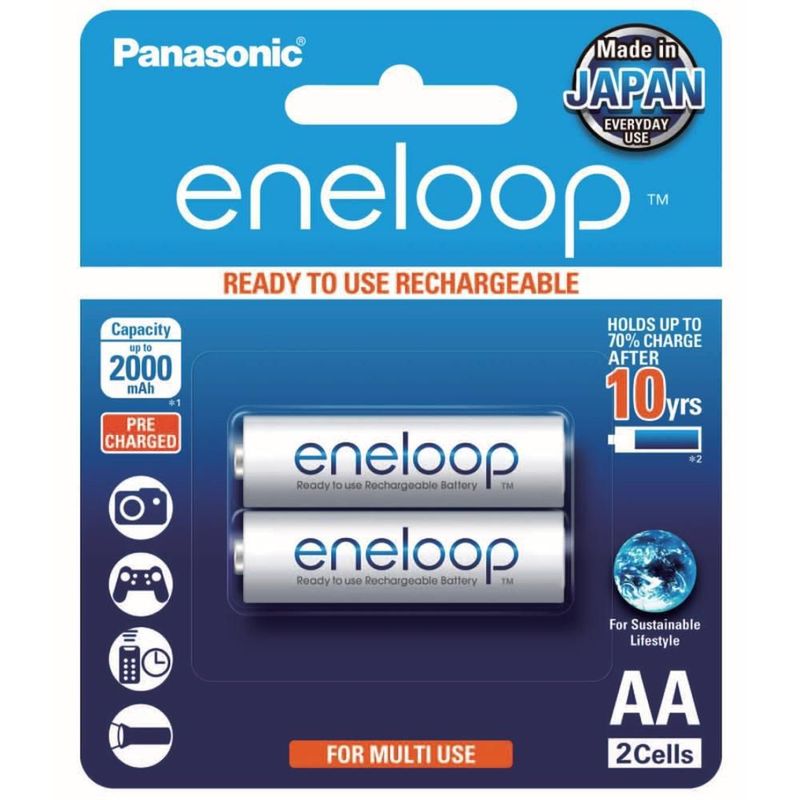 Pila panasonic recargable eneloop aa con 2 unidades 2000 mah