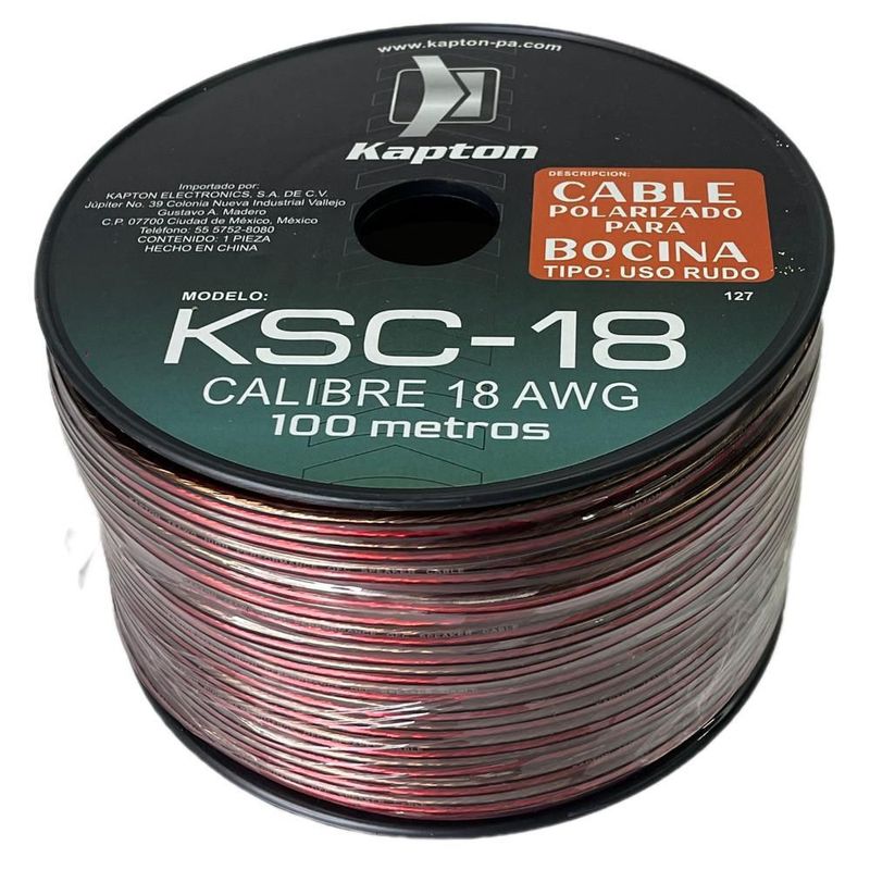 Cable para bocina uso rudo polarizado calibre 18 100 mts