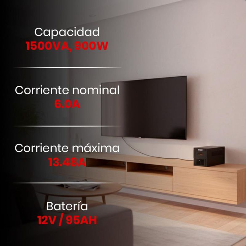 ENERGIZER No Break UPS, 900W, 8 Contactos 1500VA