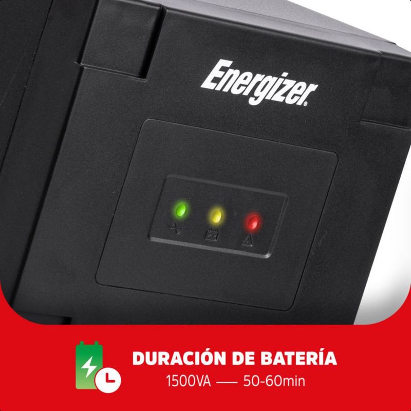 ENERGIZER No Break UPS, 900W, 8 Contactos 1500VA