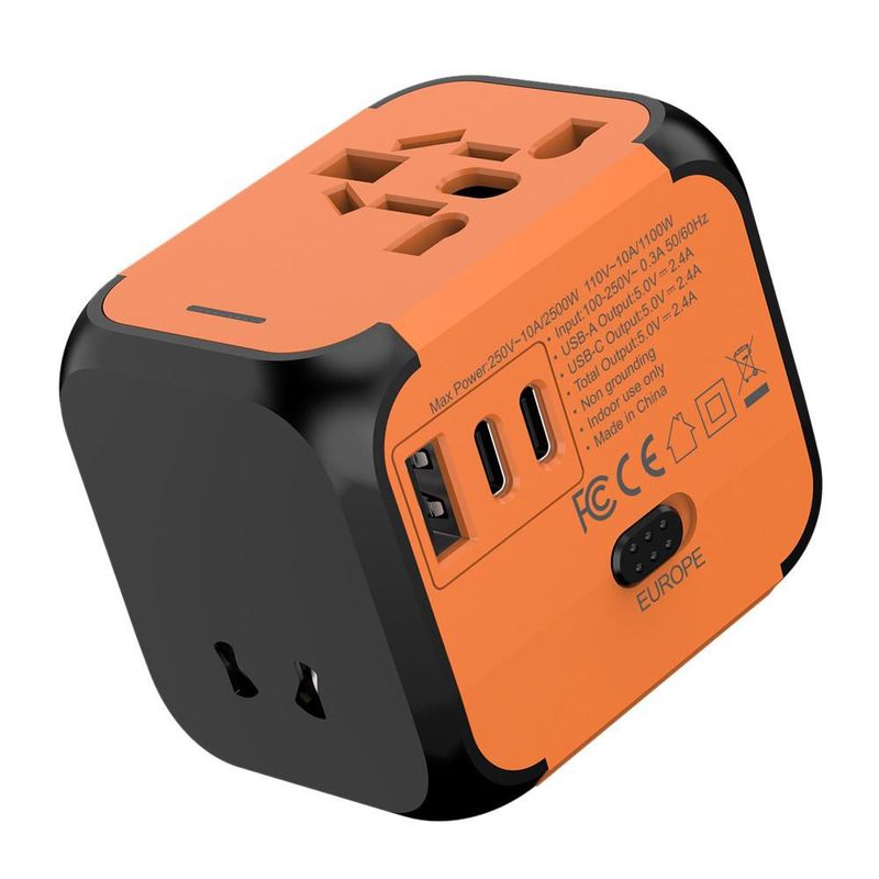 Adaptador de Enchufe Universal con USB C y USB A, Cargador de Viaje Internacional para Más de 200 Países, HOGAWAY