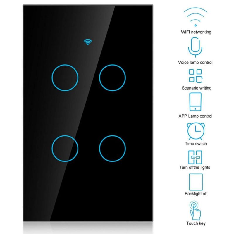 Apagador WiFi Inteligente de Pantalla Táctil, Control de Voz, Luz de Pared, Círculo Único para el Hogar, Compatible Con Alexa/Go