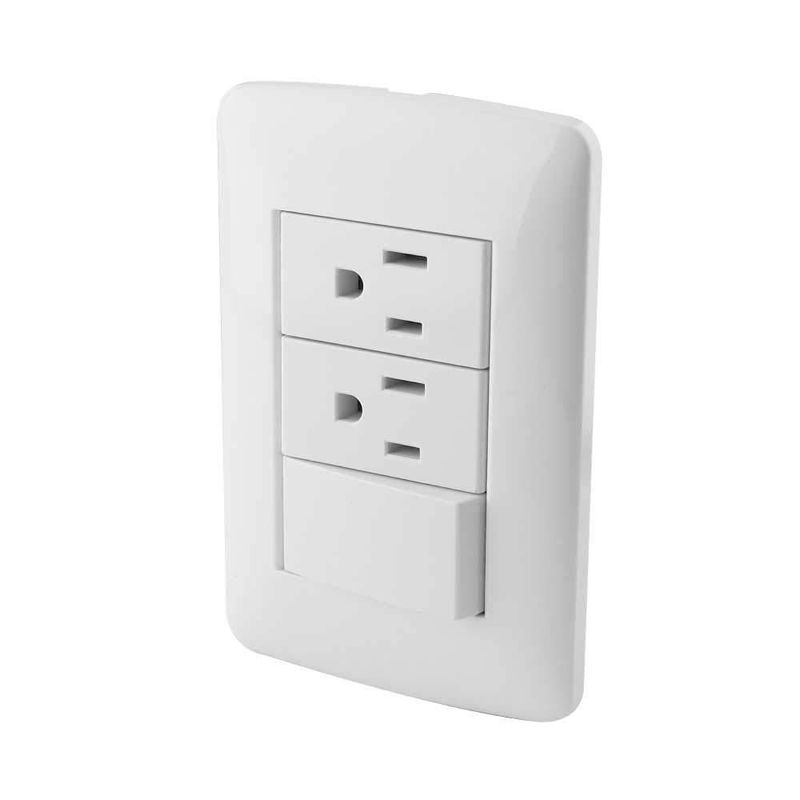 SANELEC, Apagador y 2 Contactos, Línea Nápoles, Diseño Simple, Apagadores e Interruptores, Modelo 4519