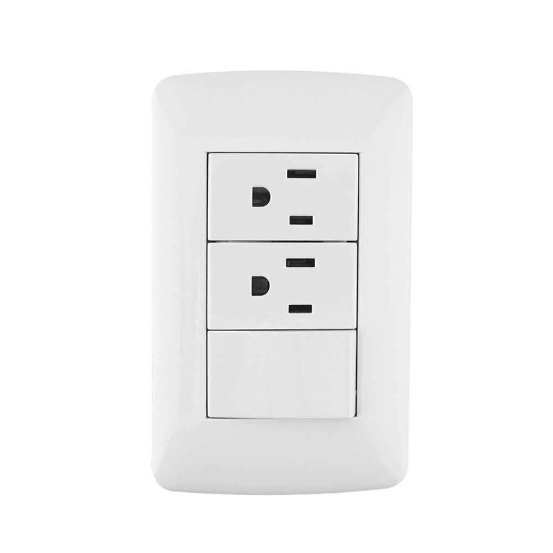SANELEC, Apagador y 2 Contactos, Línea Nápoles, Diseño Simple, Apagadores e Interruptores, Modelo 4519