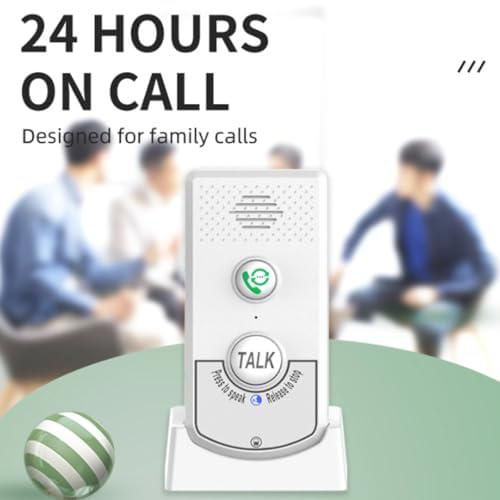 Timbre de Conversación 2 Vías Intercomunicador Voz Inalámbrico para Cuidadores Hogar Buscapersonas